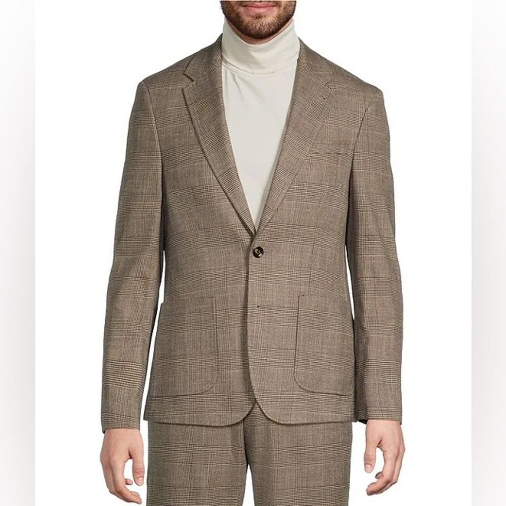 Murano Men's Brown Plaid Sport Coat Blazer